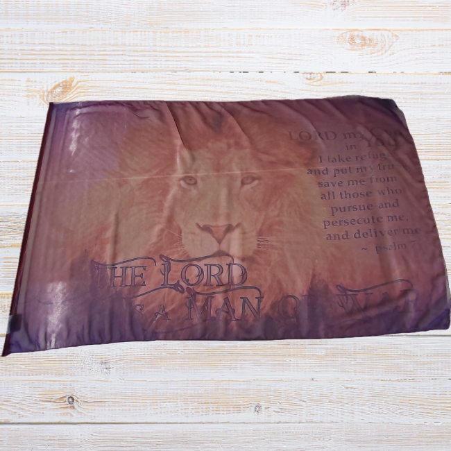 Chiffon Printed Flag | Psalm 7 | Print slightly blurry